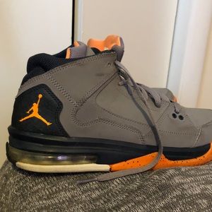 Flight Jordans size 7Y Orange and Grey
